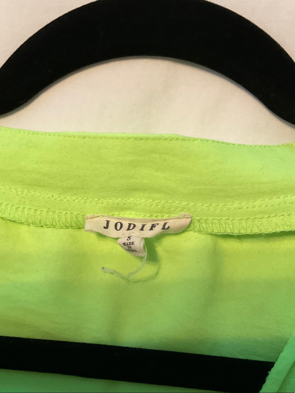 JODIFL Neon Lime V-Neck Flutter Sleeve Top - Picture 5 of 6